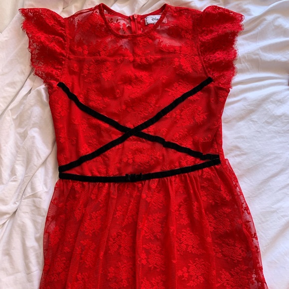Disney Other - D-Signed Disney Coco Girls Red Lace Dress Velvet